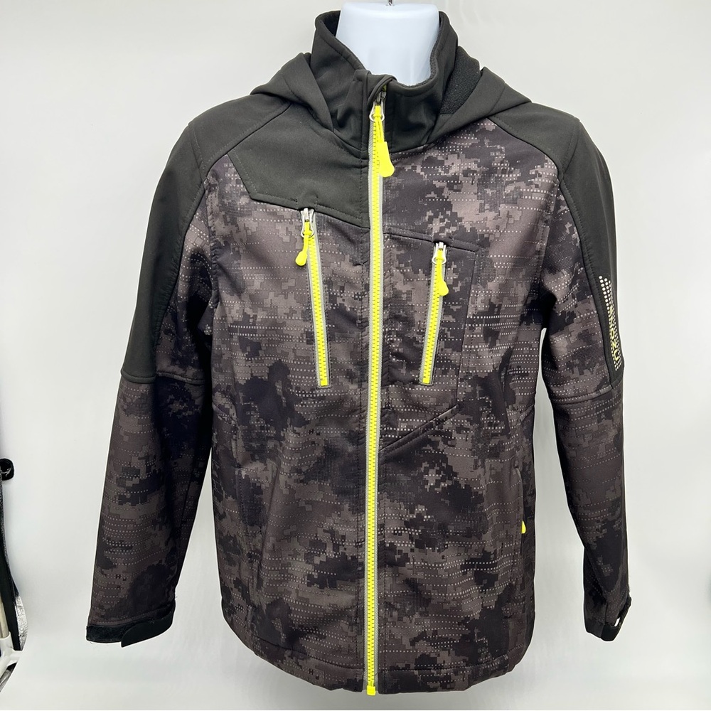 Snozu Black and Gray Performance Hooded Jacket with Yellow Zippers Unisex Size M